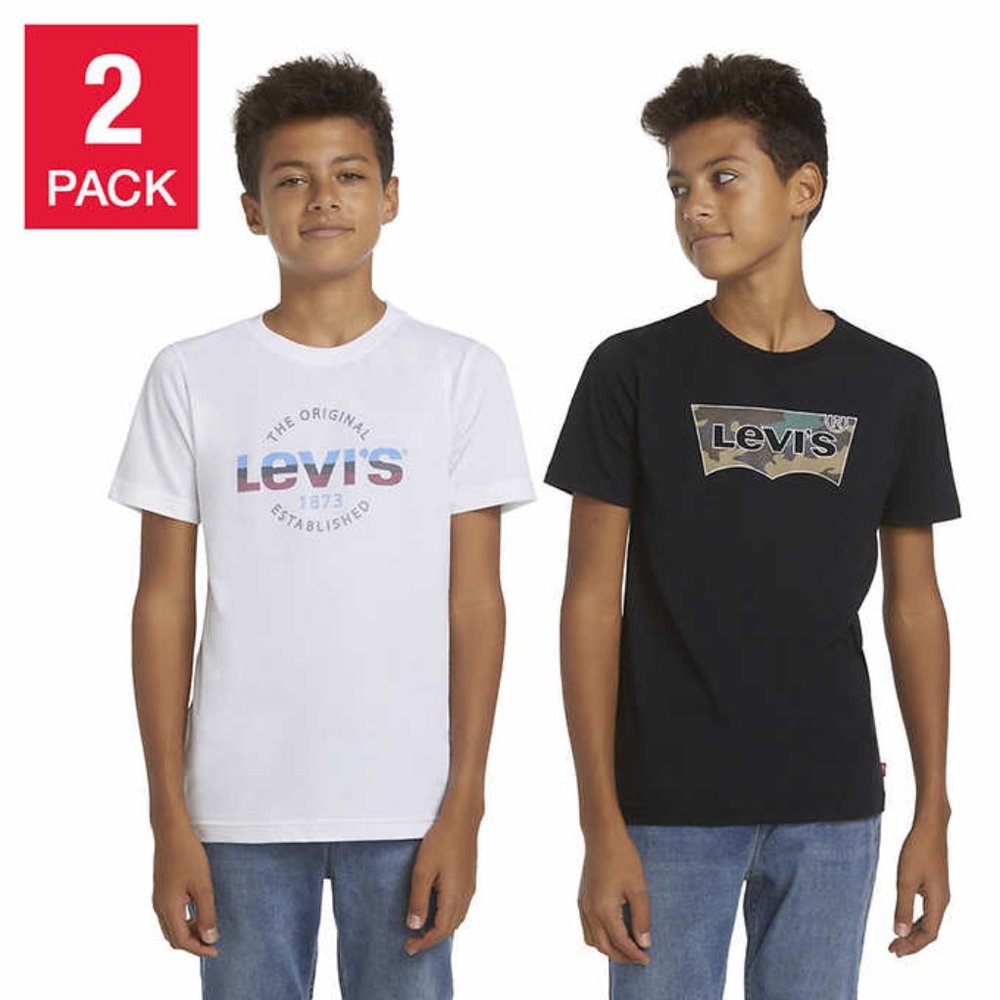 Levi's Boy's Short Sleeve Logo  T-Shirt Set, 2 Pack Size S (8)